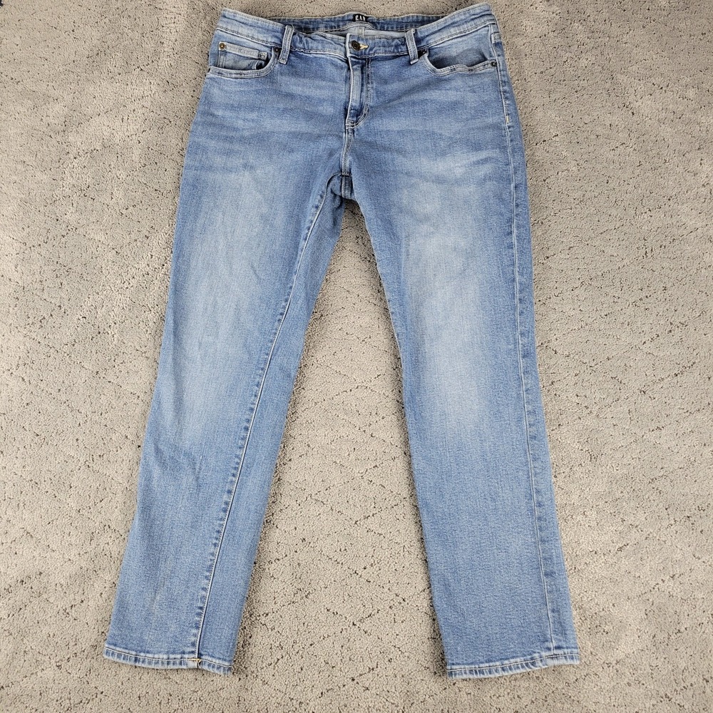 Gap Jeans Womens 32S Blue Straight Leg Medium Wash Mid Rise Casual